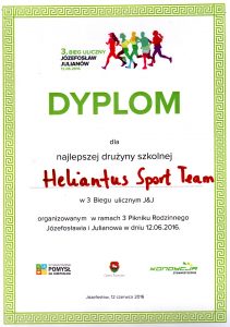Heliantus Sport Team - Dyplom dla najlepszej drużyny w Biegu Ulicznym